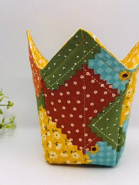 Microwave Pint Size Cozy, Reversible, Cottage Core Patchwork Fall Colors